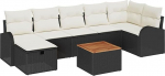 Gartensofa-Set mit Kissen 8 tk Schwarz Poly-Rattan Gartenm&ouml;bel Model3359516