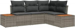 Gartensofa-Set mit Kissen mit Speicher 4 tk Grau Polyrattan Gartenm&ouml;bel Model3356744