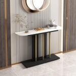 Moderner Konsolentisch aus Kunstmarmor - Beistelltisch f&uuml;r den Eingangsbereich mit Metallrahmen f&uuml;r Wohnzimmer, Flur und Foyer - 120 cm (47,2 Zoll) - Stilvolles und langlebiges wei&szlig;es Design