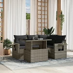 Garten-Sofagarnitur Ecksofa & Mittelsofa Set - PE-Rattan, Grau, 62x62x69 cm - f&uuml;r Terrasse und Innenhof Model3267880