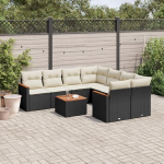 Gartensofa-Set 9-teilig mit schwarzen Kissen aus Polyrattan M&ouml;bel, Set Schlafsofa Wohnzimmer Sofa Garten, Set Modernes Sofa f&uuml;r Outdoor, Outdoor-M&ouml;bel M1