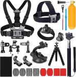 YHTSPORT 20 in 1 Action Camera Accessories for GoPro Hero 13 12 11 10 9 8 Max 7 6 5 4 Black GoPro 2018 Session Fusion Silver White Insta360 DJI SJCAM APEMAN AKASO and Other Cameras