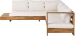 Beliani Marettimo Lounge Set Certified Acacia Wood Brown 5-Seater Cushions Cream White