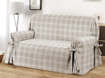 HomeLife Sofa Cover Beige & Couch Cover | Soft Armchair & Sofa Cover & Sofa Throw Blanket Checked | Checked Sofa Throw Made of Comfortable Cotton | Beautiful Sofa Cover