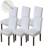 Genina Waterproof Chair Covers for Dining Room Chair Covers for Kitchen, Parsons Chair Covers (White, 6 Pieces)
