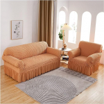 ZGSYH Sofa Covers Chaise Longue Elastic Right/Left Arm L-Shape Sofa Cover with Skirt, Scratch-Resistant Couch Cushion Covers, Adjustable Sofa Covers, 1/2/3/4 Seats for Living Room (Color : Orange,
