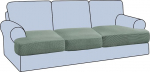 H.VERSAILTEX Stretch Pack of 3 T Cushion Sofa Slipcovers Single Sofa Cushion Covers for 3 Cushions Couch Sofa Seat Cushion Covers with Elastic Bands with Thick Jacquard Fabric, Sage
