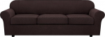 H.VERSAILTEX Stretch diivanikatted 3 padja jaoks, diivanikatted elutoa m&ouml;&ouml;blile, slipcovers (baaskate pluss 3 istmepadja katted), uuendatud paksem Jacquard-kangas (XL diivan, &scaron;okolaad)