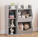 Garvee Children's Shelf, Toy Shelf, Bookcase, Children's Toy Storage, 3-Tier with 5 Compartments, for Children's Room, Playroom, Nursery 81 x 30 x 92 cm, Grey