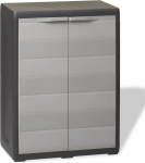 GOTOTOP Madal aiakapp 65 x 38 x 87 cm Pol&uuml;prop&uuml;leenist aiakapp 2 ukse ja 1 riiuliga, ventileeritav, &auml;ravoolutorudega must ja hall