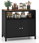 LIFEZEAL rotangist aiakapp, hoiukapp, t&ouml;&ouml;riistakapp laia akaatsiapuidust pinnaga, k&ouml;&ouml;gikapp k&ouml;&ouml;ki, aeda, terrassile ja &otilde;ue, 90 x 53 x 86 cm (must)