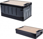 Aufbewahrungsbank f&uuml;r den Au&szlig;enbereich, 35 Liter, zusammenklappbar, aus schwarzem Polypropylen, tragbare Aufbewahrungsbox f&uuml;r den Au&szlig;enbereich, mit Griffen, stapelbarer Organizer