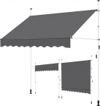 Yaheetech klambermarkiisiga r&otilde;dumarkiis koos k&auml;sikruviga, p&auml;ikesekaitse, ei vaja puurimist, p&auml;ikesemarkiis, reguleeritava k&otilde;rgusega markiis koos raamiga, veekindel, 250 x 120 cm, tumehall