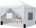 Quictent Gazebo 3 x 3 koos 4 k&uuml;lgpaneeliga Kokkupandav Gazebo koos ventilatsiooniga Veekindel Stabiilne talvekindel Pop Up Garden Gazebo koos 4 liivakotiga Valge