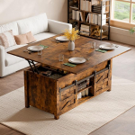 ELUCHANG kohvilaud reguleeritava k&otilde;rgusega, 4 in 1 elutoa laud, mis on muudetav elutoa s&ouml;&ouml;gilauaks, multifunktsionaalne peidetud avatud sektsiooniga ja hoiuga, elutuppa, kontorisse, s&ouml;&ouml;gituppa