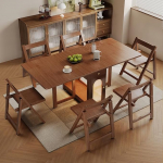 Faltbarer Esstisch mit St&uuml;hlen f&uuml;r kleine R&auml;ume, ausziehbares rechteckiges Design mit herunterfallenden Bl&auml;ttern, rollende R&auml;der, 1,7 m + 4 St&uuml;hle, ideal f&uuml;r Restaurants und Zuhause