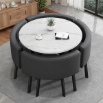 Generisch s&ouml;&ouml;gilaud 4 tooliga, &uuml;mmargune k&ouml;&ouml;gi s&ouml;&ouml;gilaua istmekomplekt, MDF-plaat, MDF laudaplaat marmori v&auml;limusega, polsterdatud toolid, kaasaegne k&ouml;&ouml;gilaud s&ouml;&ouml;gituppa, k&ouml;&ouml;ki, elutuppa.