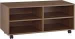 [en.casa] Ratastel Lowboard 'Gr&auml;nne' 90 x 35 x 41 cm Mobiilne riiul TV kapp 4 riiulit TV riiul TV laud tumedat puidu tooni