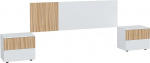 Habitdesign, kaasaegne pealaud koos 2 &ouml;&ouml;kapiga - magamistoa komplekt Artik White & Natural Wood, p&ouml;&ouml;ratav pealaud, suur panipaik, m&otilde;&otilde;tmed: 266 x 91 x 34 cm (S x K x S), Ethna mudel.