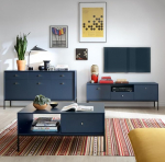 Elutoa m&ouml;&ouml;bel seinam&ouml;&ouml;bel Sinine alusraam must 3-osaline komplekt 1 k&uuml;ljepaneel 1 madal laud 1 kohvilaud