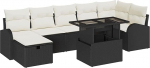 8-teilige Garten Sofa Set mit Kissen Schwarz Poly-Rattan, 2-Sitzer Garten Sofa mit Stauraum & Kissen Schwarz Poly-Rattan Gartenlounge Model3361096