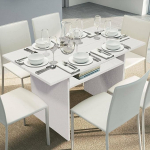 Dmora - Lavanda pikendatav konsoolne s&ouml;&ouml;gilaud koos kokkuklapitava avaga Mitmeotstarbeline pikendatav konsool, 100% Made in Italy, 120 x 70 x 75 cm, valge