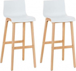 CLP 2 disain baaritooli komplekt seljatoega ja plastist istmega, puidust raamiga ja jalatoega baaritooli, istme k&otilde;rgus 77 cm, v&auml;rv: valge