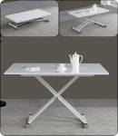 VOLERO' teisaldatav ruumi s&auml;&auml;stev laud, reguleeritava k&otilde;rgusega, mudel Ulisse Medium, t&otilde;stetav laud, reguleeritav elutoa laud (valge v&auml;rvitud ja valgete jalgadega)