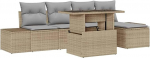 6-teiliges Garten Sofa Set mit Kissen beež Poly Rattan Gartenlounge Model3349166