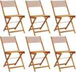 vidaXL kokkupandavad aiatoolid Taupe kangast ja t&auml;ispuidust pakett 6-st