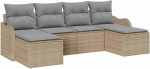 6-teiliges Garten Sofa Set mit Kissen Beige Poly Rattan, 2-Sitzer Garten Sofa mit Stauraum & Kissen Beige Poly Rattan Gartenlounge Model3354479