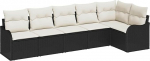 6-teiliges Garten Sofa Set mit Kissen schwarz Poly Rattan, 2-Sitzer Garten Sofa mit Stauraum & Kissen schwarz Poly Rattan Gartenlounge Model3354386