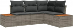 4-teiliges Garten-Sofa-Set mit Kissen in Grau aus Poly-Rattan und Akazie Gartenlounge Model3348075