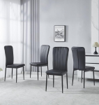 Hallowood Furniture Cullompton Dining Chairs Set of 4 Upholstered Black Faux Leather Dining Chairs with Solid Backrest and Sturdy Metal Legs for Home, Office and Cafe