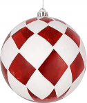 Vickerman Rote Kugel mit wei&szlig;em Diamant-Glitzer, Weihnachtsdekoration, 15,2 cm, 3 tk.