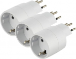 Electraline 70040 reisimisadapter (Schuko) 2 Euroopa 3 poldiga &Scaron;veits, valge (3 tk)