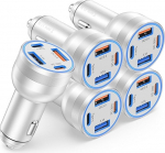 Pakett 5 laadija sigaretis&uuml;&uuml;taja USB C, sigaretis&uuml;&uuml;taja USB 65 W 4-pordiline auto PD & QC3.0 USB autolaadija metallist USB adapter 12 V mobiiltelefoni laadija auto iPhone 16 15 14 Pro Max, Samsung S24 jaoks