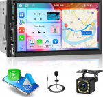 Motorsi 2 DIN A-apple Carplay/Android autostereo, 7-tolline IPS puuteekraaniga autoraadio, toetab Bluetooth/MirrorLink/FM/USB/EQ/AUX/Charging/Background Pictures + tagurduskaamera