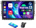 iSpchen Android 13 Car Radio CarPlay Android auto VW Golf 5 6 Touran Polo 6R T5 Caddy 9-tollise HD IPS puuteekraaniga Bluetooth 4.0 AHD tagurduskaamera GPS WiFi Canbus, 2+32G
