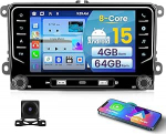 8 Core 4 + 64 GB: Inefala Android 15 autoraadio VW Golf Passat Tiguan Polo Caddy Skoda Seat traadita Carplay Android autoga, 9-tolline raadio Bluetooth 2 DIN GPS WiFi DSP 59UI RDS/FM tagurdamine koos GPS WiFi DSP 59UI RDS/FM tagurdamine