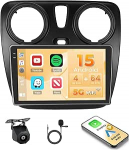 Hikity Android 15 4+64G autoraadio Renault Lodgy 2021/Dokker 2012-2020 9-tollise Incell puuteekraaniga, autoraadio 2DIN traadita Carplay Android autoga, FM/RDS raadio BT GPS WiFi tagurduskaamera +