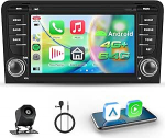 Hodozzy Carplay autoraadio Audi A3 8P S3 RS3 Sportback 2003-2012 koos GPS/WiFi, Audi Car Radio 7-tolline 2 DIN Bluetooth Android Car / 32 EQ/FM/RDS/SWC/USB + tagurduskaamera + tagurduskaamera