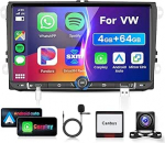 4G 64G VECHTEL 9-tolline autoraadio VW Golf 5 6 Polo Passat Skoda Touran Tiguan Seat Carplay Android Auto Traadita DSP EQ WiFi GPS Peegel Link RDS / FM raadio 2 DIN Bluetooth autoraadio tagurdamisega