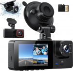 Bestsee 1080P Dash Cam auto eesmine tagumine ja sisemine 64GB SD-kaardiga, autokaamera parkimisj&auml;lgimisega, liikumistuvastusega, infrapunase &ouml;&ouml;vaatega, G-sensoriga, loop-salvestusega, WDR, vaatenurgaga