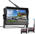VECHTEL traadita IPS HD 9-tolline traadita tagurduskaamera komplekt 2 kaameraga, BSD, DVR, IP68 veekindel &ouml;ise n&auml;gemise traadita tagurduskaamera veoautodele, haagissuvilatele, veoautodele ja haagissuvilatele
