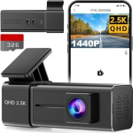 Veement Dash Cam auto ees 2.5 K koos WiFi 1440P autokaameraga, Dash Cam 32GB SD kaardiga, autokaamera parkimise j&auml;lgimisega, Super Night Vision, G-sensor, Loop salvestamine, App Control, Max 256GB
