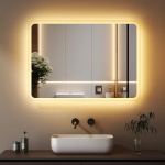 Boromal LED vannitoa peegel koos valgustusega, 40 x 60 cm, vannitoa peegel, 3 valgusv&auml;rvi, dimmerdatav, 3000-6500 K Cool White Neutral, Warm White, LED seinapeegli valgus, peegel, LED peegel koos puutetundliku l&uuml;litiga + udususevastane kaitse