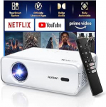 AURZEN Eazze D1 4K &uuml;hilduv projektor, ametlik Netflix ja Dolby Audio sertifitseeritud, autofookus / kere, HDR10, kaasaskantav mini Bluetooth WiFi projektor, Full HD 1080P videoprojektor, valge