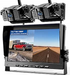 eRapta magnetiline traadita tagurduskaamera: 10-tolline LCD 1080P, 9600 mAh tagurduskaamera traadita toetab 2 kaamerat, IP69K veekindlad tagurduskaamerad, &ouml;ine n&auml;gemine autole, veoautole, matkaautole.