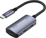 USB C AR-prillidele koos laadimisadapteriga, C-t&uuml;&uuml;pi konverter monitorile ja laadimisse 100W PD, 4K @ 60Hz, &uuml;hildub iPhone 15/16 Viture/Rokid/Xreal AR-prillidega (Dual USB C)
